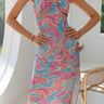 Fashion Collection Abstract Print Spaghetti Strap Cutout Slit Dress - LXM Fashion 