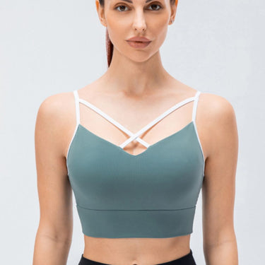 Contrast Crisscross Strap Sports Bra - LXM Fashion 