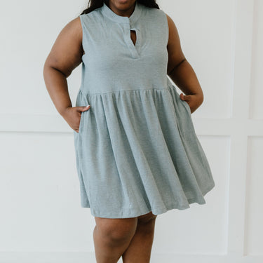 Sew In Love Weekday Wonder Full Size Run Babydoll Dress in Silver - LXM Fashion 