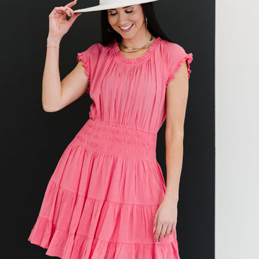 ODDI Pink Passion Smocked Waist Dress - LXM Fashion 