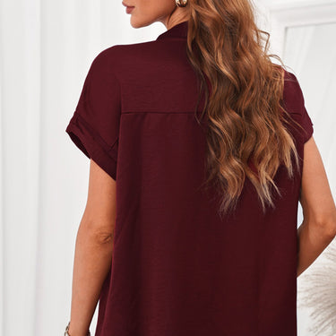 Collared Button Short Sleeves Shirt - LXM Fashion 