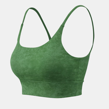 Mineral Wash Spaghetti Strap Sports Bra - LXM Fashion 