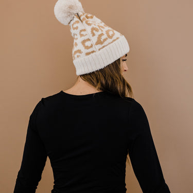 Justin Taylor Leopard Print Ribbed Trim Beanie - LXM Fashion 