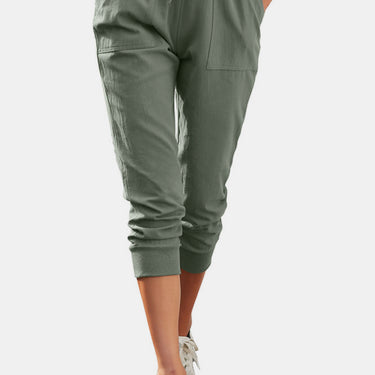 Fashion Collection High Waist Drawstrings Cropped Pants - LXM Fashion 