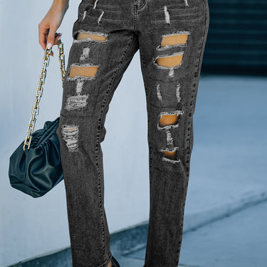 It's All So Simple Distressed Straight Leg Jeans - LXM Fashion 
