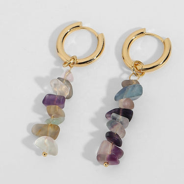 Natural Stone Huggie Drop Earrings - LXM Fashion 