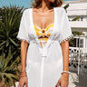 Deep V Neck Pom Pom Beach Tunic - LXM Fashion 