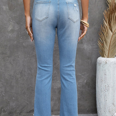 High Waist Distressed Flared Jeans - LXM Fashion 