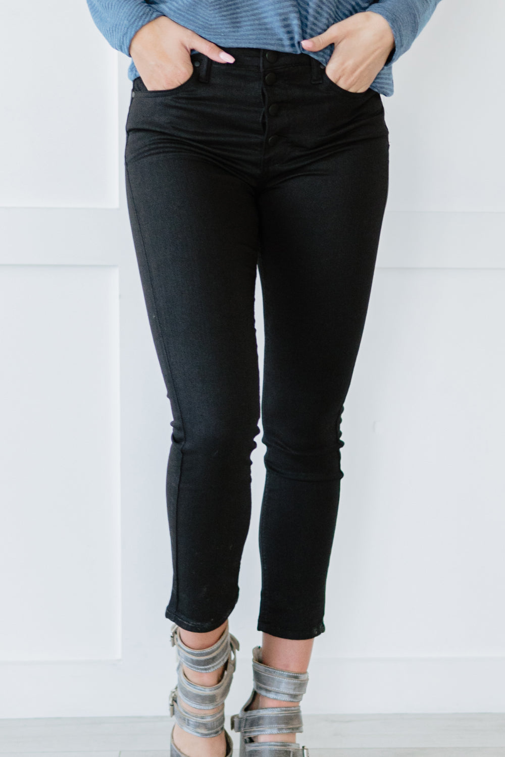 RISEN Go-Getter Button Fly Skinny Jeans - LXM Fashion 