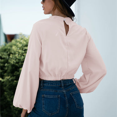 Flounce Sleeve Twist Cut Out Blouse - LXM Fashion 