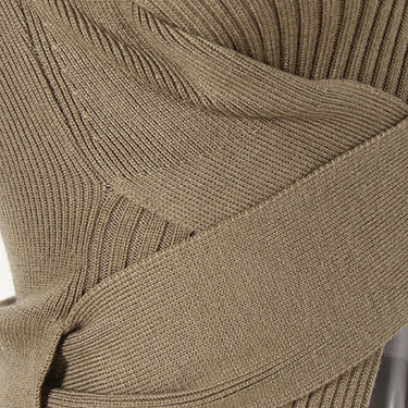 Crisscross Cutout Rib-Knit Sweater - LXM Fashion 