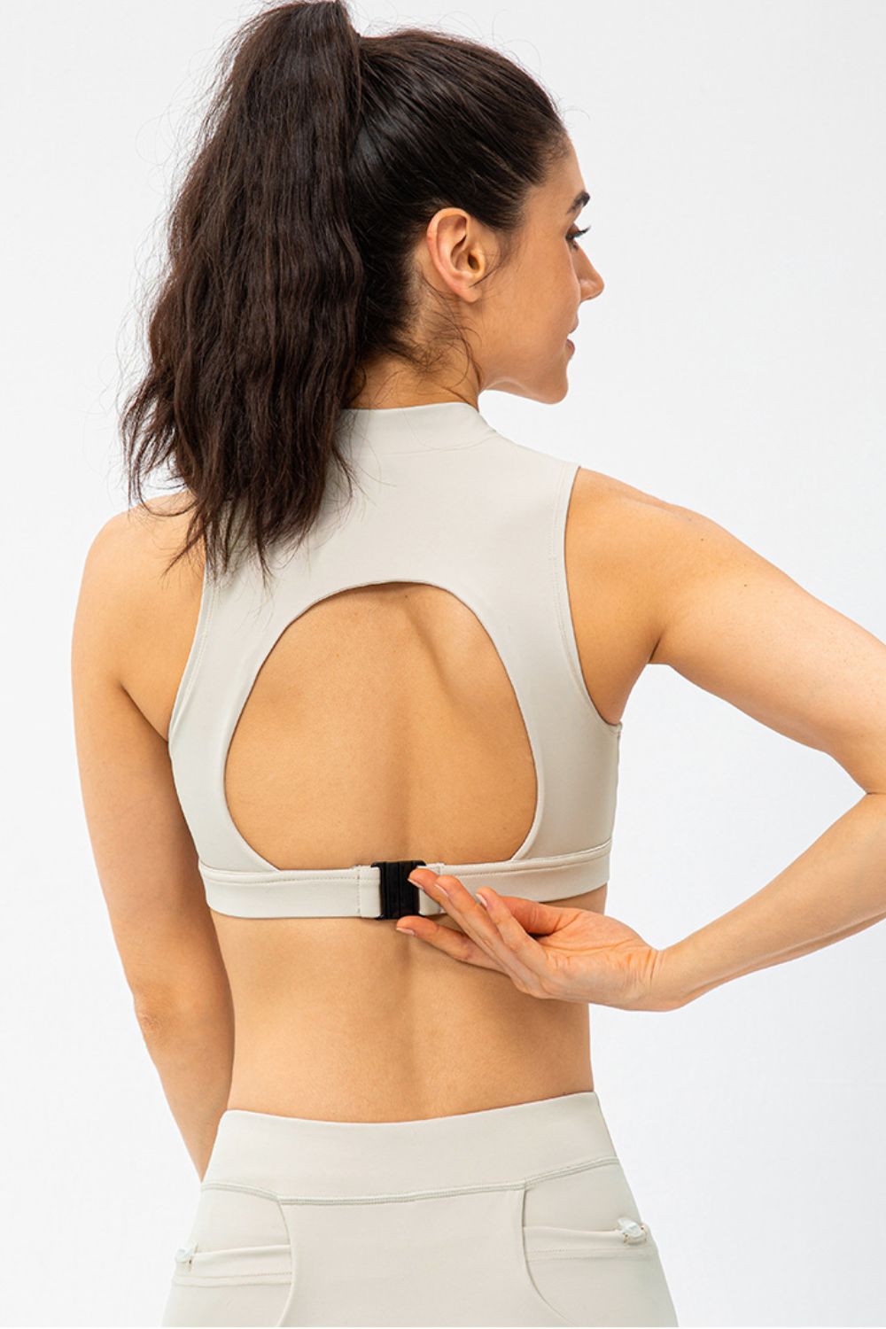 Quarter-Zip Open Back Cropped Yoga Tank - LXM Fashion 