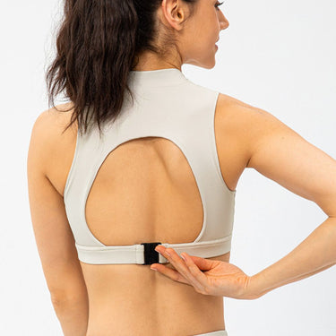 Quarter-Zip Open Back Cropped Yoga Tank - LXM Fashion 