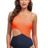 Two-Tone Cutout One-Shoulder One-Piece Swimsuit - LXM Fashion 