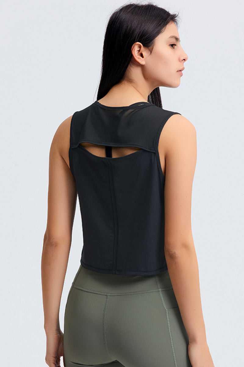 Cut Out Back Cropped Active Tank - LXM Fashion 