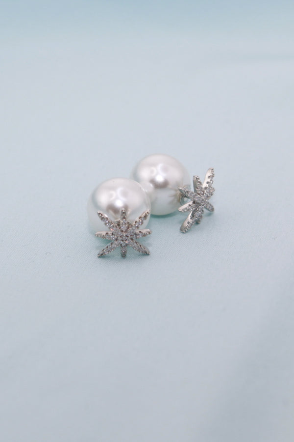 Imitation Pearl Star Stud Earrings - LXM Fashion 
