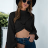 Flounce Sleeve Twist Cut Out Blouse - LXM Fashion 