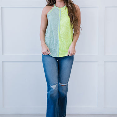 BiBi Sea Spray Color Block Halter Top - LXM Fashion 