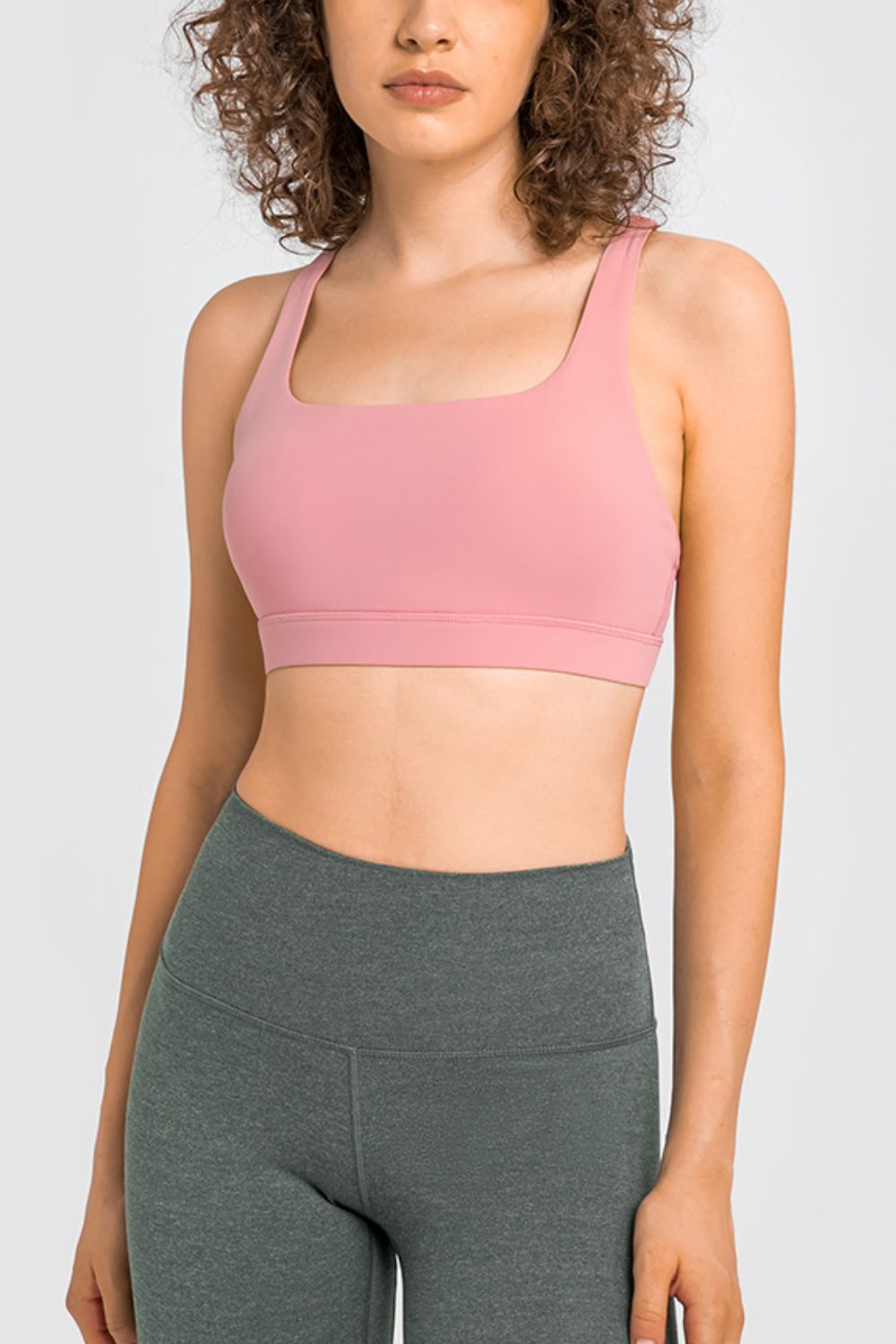 Crisscross Square Neck Sports Bra - LXM Fashion 