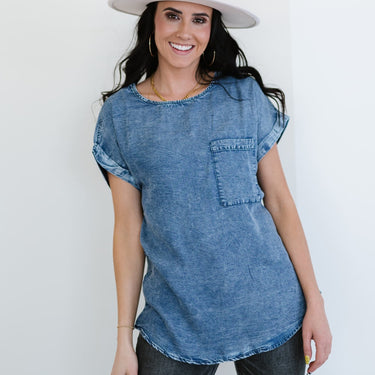 Doe & Rae Take Me There Denim Top - LXM Fashion 