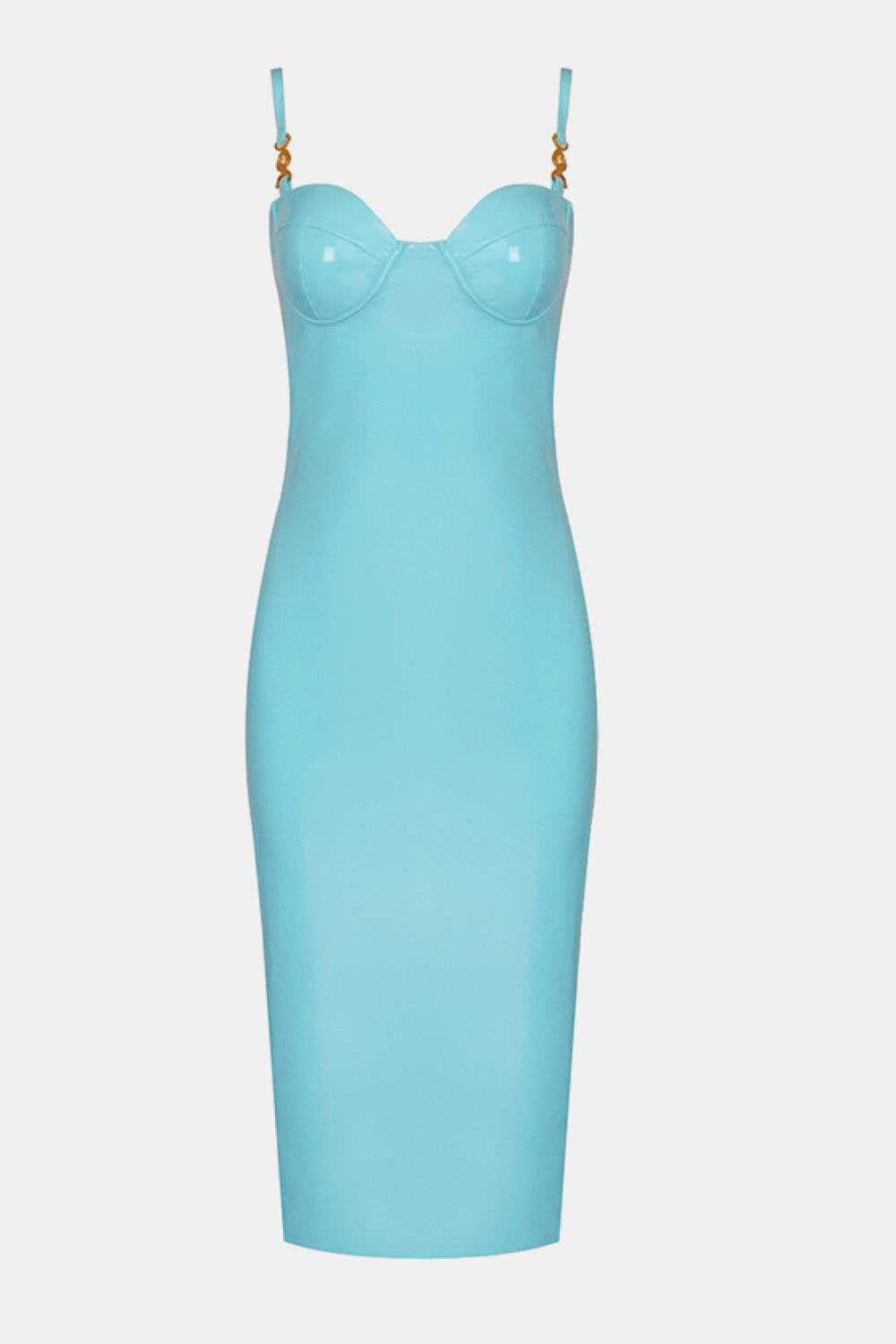 PU Spaghetti Strap Sweetheart Neck Dress - LXM Fashion 
