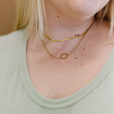 Fashion Collection Around the Clock Circle Pendant Double Layered Necklace - LXM Fashion 