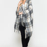 Plaid Open Front Kimono with Fringe - LXM Fashion 