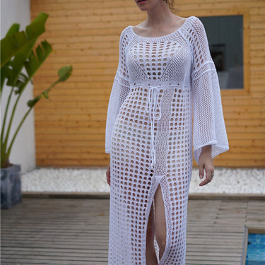 Drawstring Front Slit Cover Up Dress - LXM Fashion 