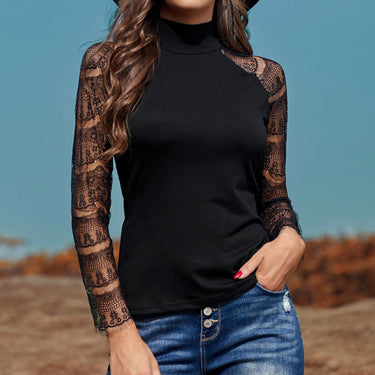 High Neck Lace Crochet Top - LXM Fashion 