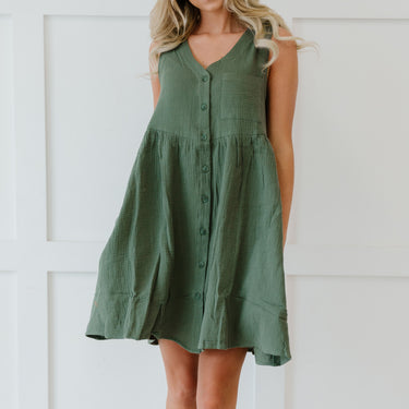 Cotton Bleu Farmers' Market Full Size Run Button-Up Sleeveless Dress - LXM Fashion 