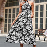 Printed Tie-Back Backless Midi Dress - LXM Fashion 