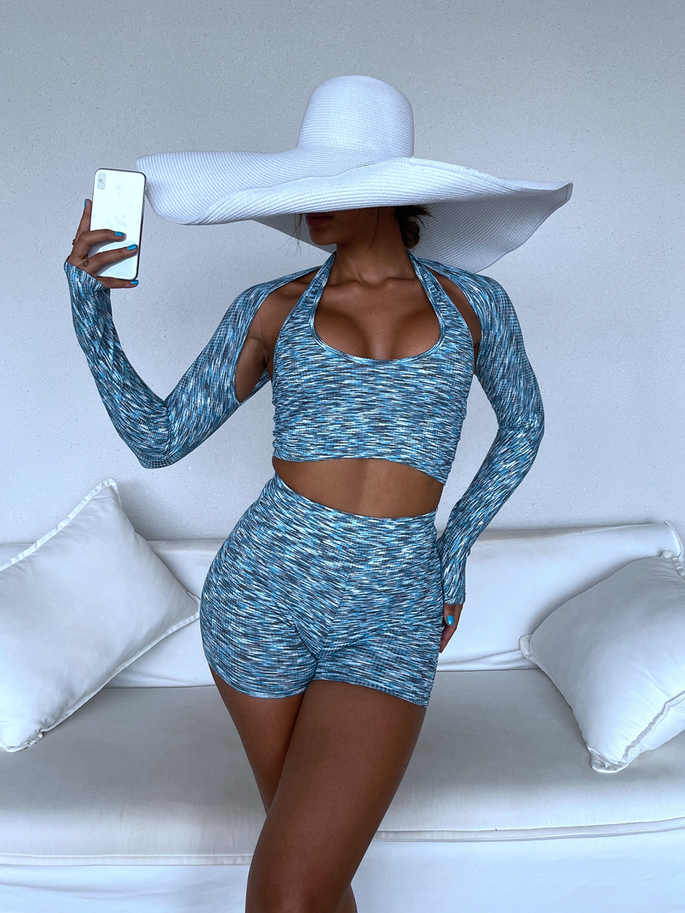 Glamaker Multicolored Bralette, Bolero, and Shorts Set - LXM Fashion 