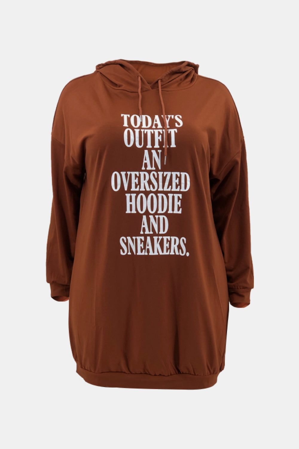 Plus Size Letter Graphic Drawstring Detail Hoodie Dress