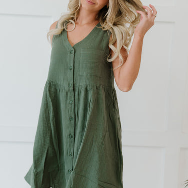 Cotton Bleu Farmers' Market Full Size Run Button-Up Sleeveless Dress - LXM Fashion 
