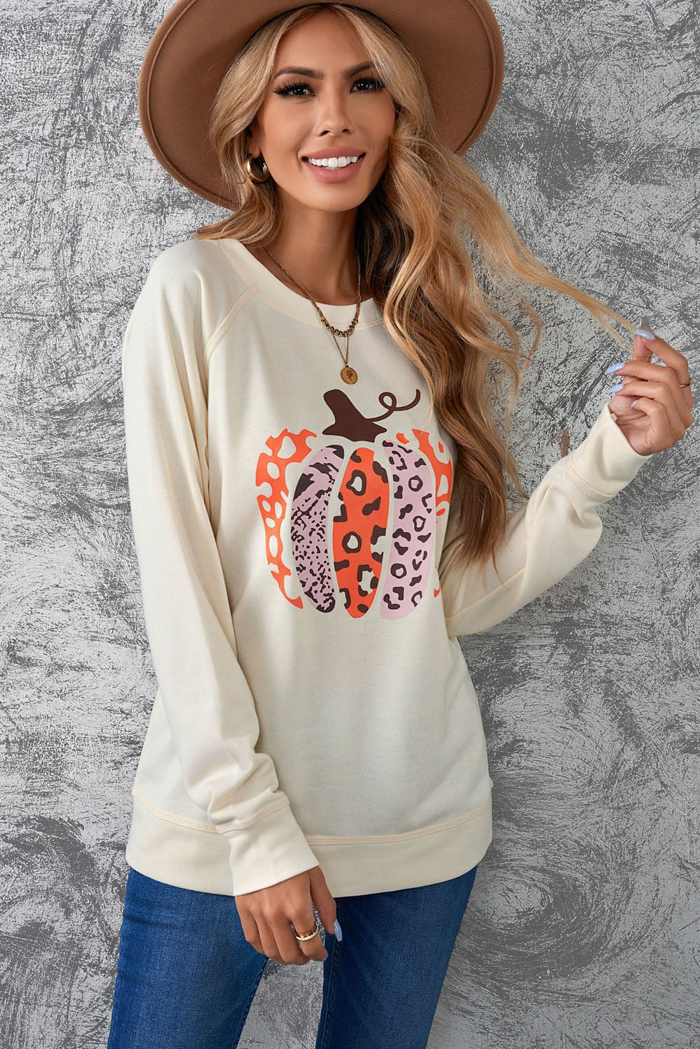 Halloween Pumpkin Graphic Raglan Sleeve Sweatshirt