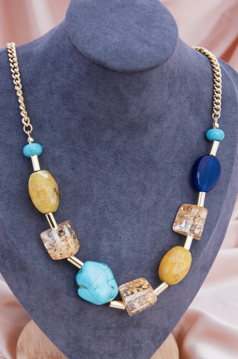 Contrasting Stones Necklace - LXM Fashion 