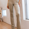 Cutout Ring Detail Velvet Straight Leg Pants - LXM Fashion 