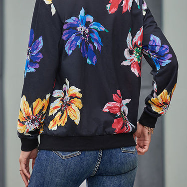 Large Scale Floral Bomber Jacket - LXM Fashion 