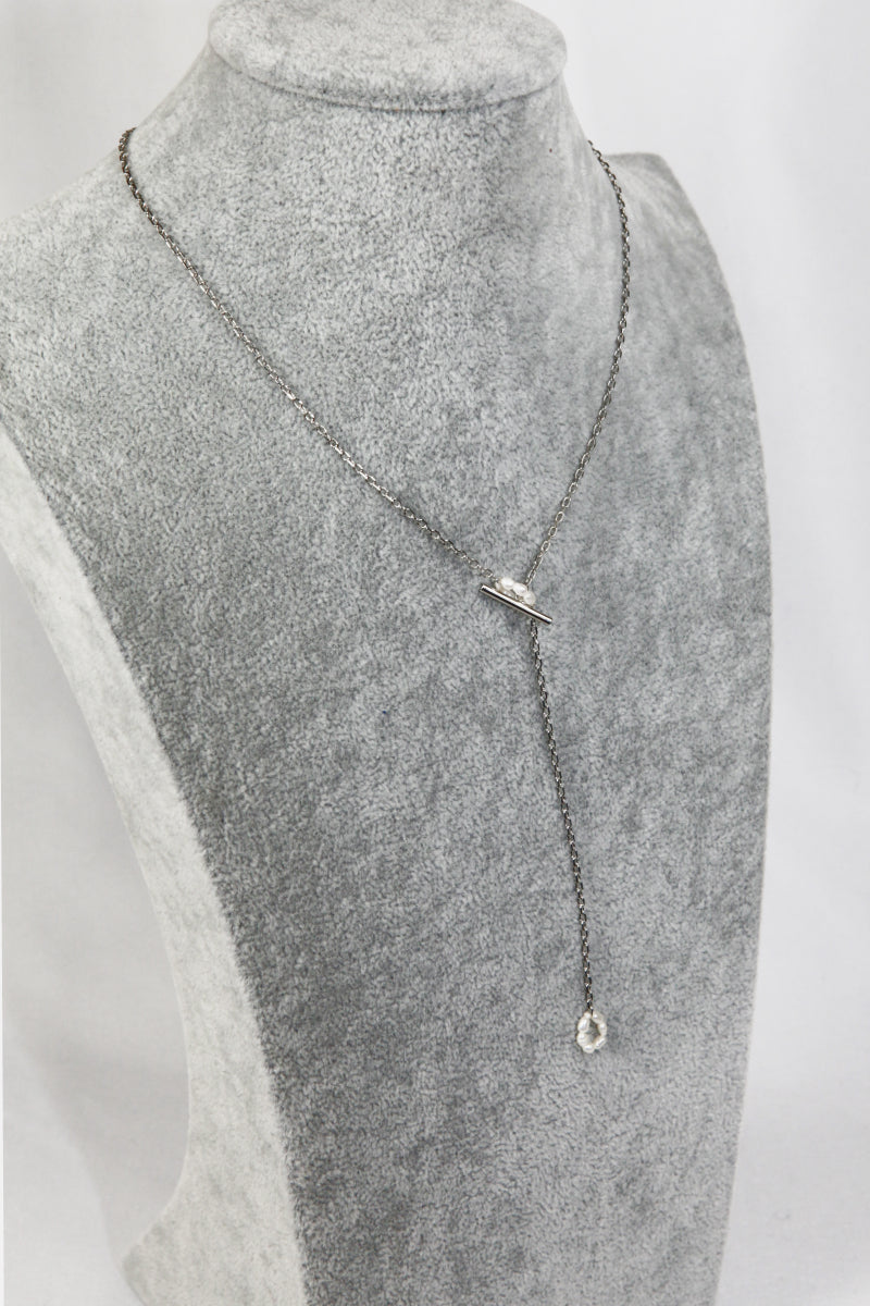 Eternity Silver Chain With Pearl Detailed Necklace - LXM Fashion 