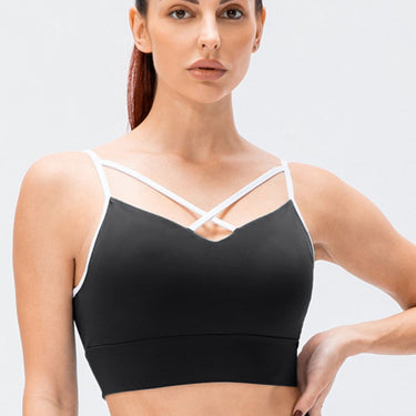 Contrast Crisscross Strap Sports Bra - LXM Fashion 