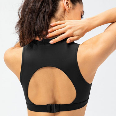 Quarter-Zip Open Back Cropped Yoga Tank - LXM Fashion 