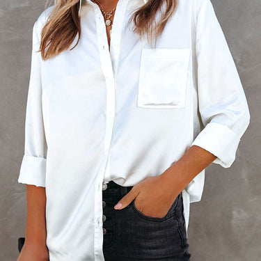 Satin Button Down Top - LXM Fashion 