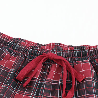 Long Sleeve Top and Plaid Pants Loungewear Set - LXM Fashion 