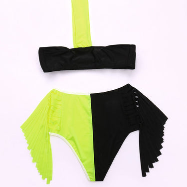 Two-Tone Fringe Detail Bikini Set - LXM Fashion 