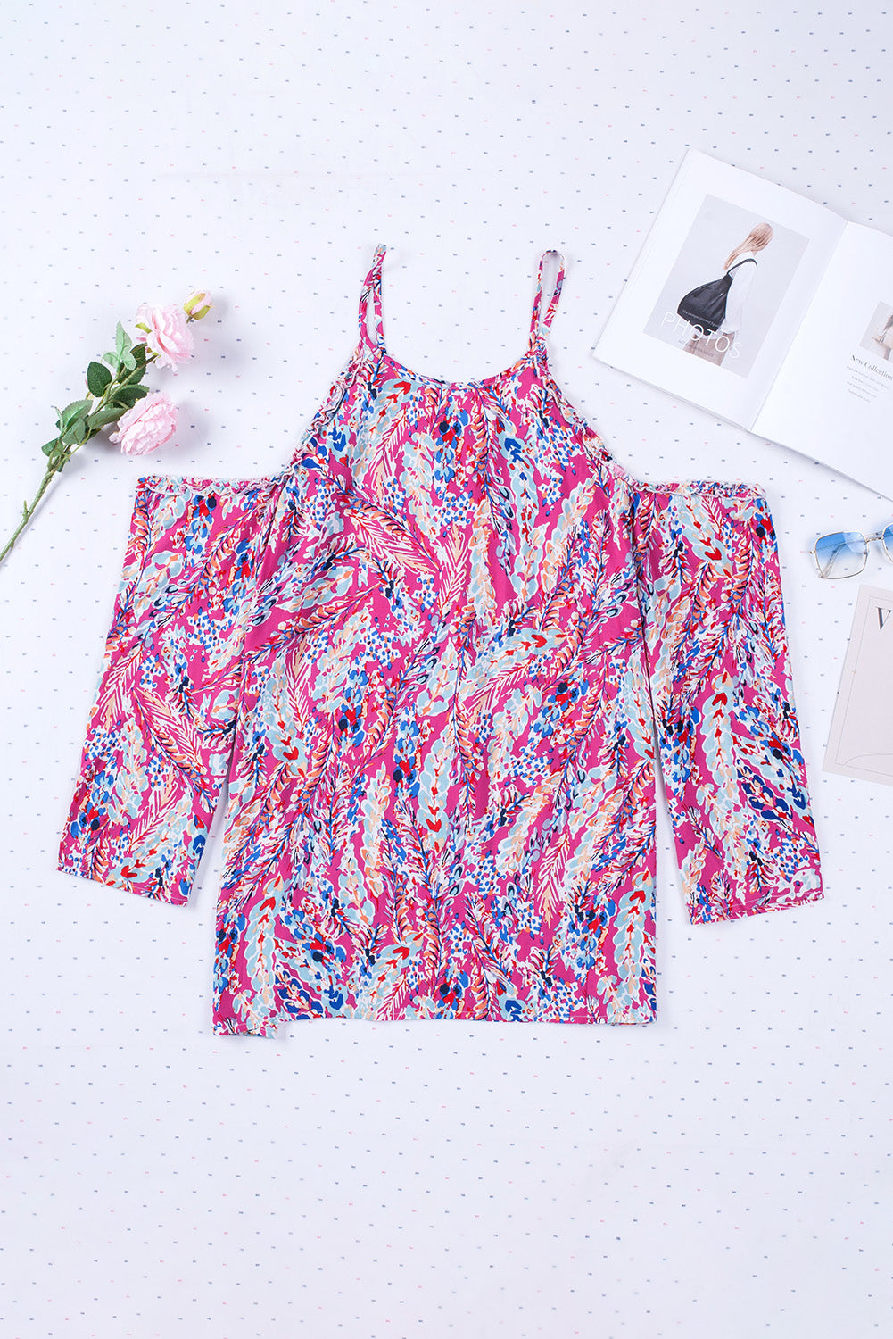 Plus Size Floral Cold-Shoulder Top