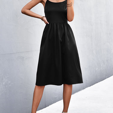 Adjustable Spaghetti Strap Knee-Length Dress - LXM Fashion 