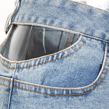Lace-Up Cutout Denim Shorts - LXM Fashion 