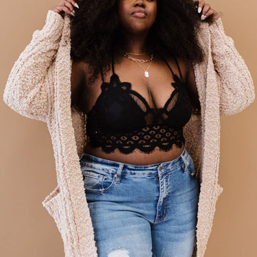 Sweet Generis Beyond Basic Popcorn Knit Hooded Cardigan - LXM Fashion 