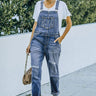 Pocketed Distressed Denim Overalls - LXM Fashion 