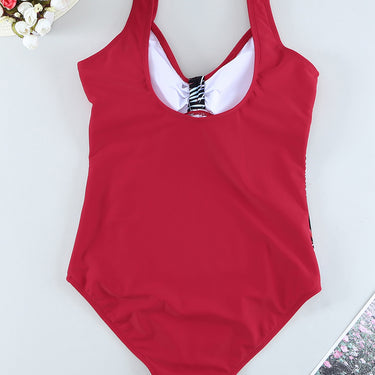 Botanical Print Ruched Sleeveless One-Piece Swimsuit - LXM Fashion 